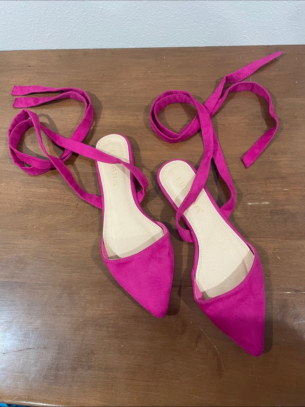 Pink Lace Up Flats